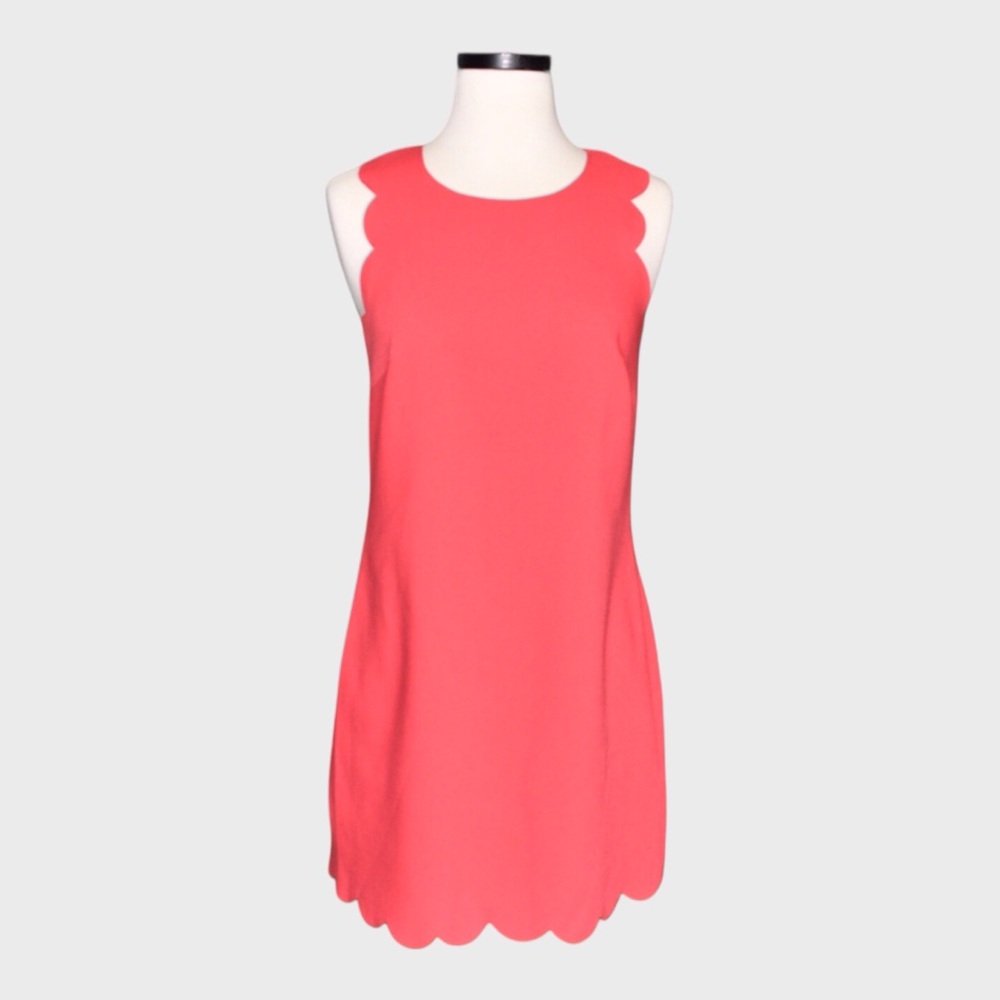 J‎ Crew Coral Scalloped Sleeveless Shift Dress